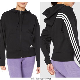 【SALE】【50％OFF】【半額】adidas アディダス ウィメンズ トレーニングウェア 3ストライプス ダブルニット フルジップ スキューバ パーカー 女性用 レディース_ IPA99【R22】