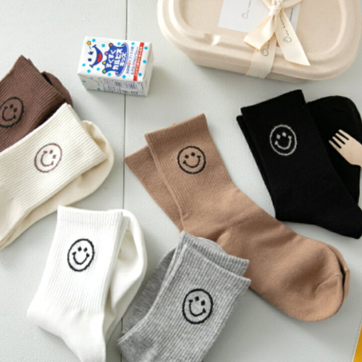楽天市場 おまかせ5足セット 靴下 レディース まとめ売り ミドルソックス 5足セット かわいい おしゃれ ランダム まとめ買い お買い得 スマイリー ブラウン 秋 ショート丈 韓国 カラー 普段 無地 シンプル ファッション百貨 ｊａｗｓ