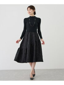 【SALE／50%OFF】ニットドッキングワンピース JAYRO ジャイロ ワンピース・ドレス ワンピース ブラック【RBA_E】[Rakuten Fashion]