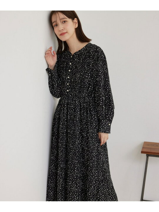 楽天市場】【SALE／50%OFF】パール釦ドット柄総プリーツワンピース 