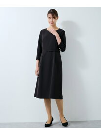 【SALE／50%OFF】【360度ストレッチ】セットアップ対応パール付き9分丈ワンピース JAYRO ジャイロ ワンピース・ドレス ワンピース ブラック ベージュ ネイビー【RBA_E】【送料無料】[Rakuten Fashion]