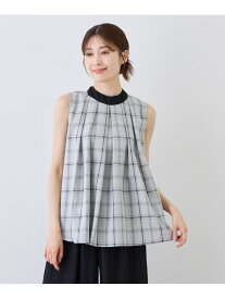 チェック柄ノースリブラウス JAYRO ジャイロ トップス シャツ・ブラウス グレー ベージュ ホワイト【送料無料】[Rakuten Fashion]