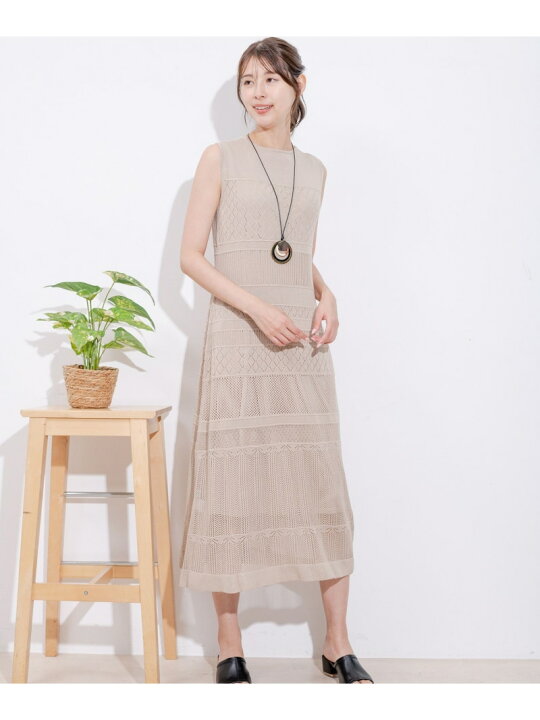 楽天市場】【SALE／20%OFF】透かし編みノースリーブワンピース 