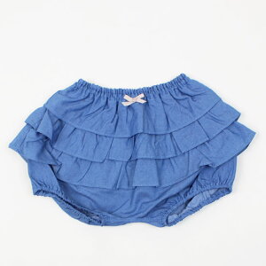 30%OFF セール SALE 【3枚で送料無料】 ブルマ デニム風 リボン 3段フリル 無地 女の子 子供用 ベビーサイズ キッズサイズ キッズズー Kid's zoo