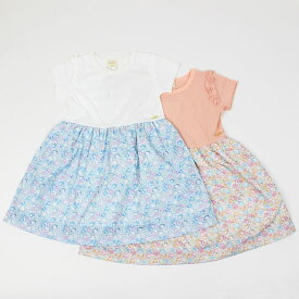 【3枚で送料無料】半袖ワンピース 切替 ギャザー シェル 女の子 キッズサイズ 子供服 ラ ポシェ ビスキュイ la poche biscuit