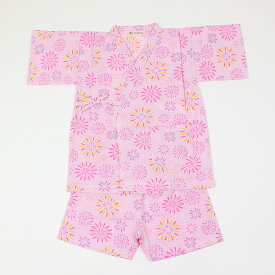 【3枚で送料無料】甚平 じんべい 花火 リップル生地 和柄 上下セット 子供用 キッズ ベビー 女の子 100cm 110cm 120cm 130cm ベビーサイズ 日本製 メイドインジャパン MADE IN JAPAN 綿100％