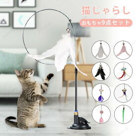 猫おもちゃ 猫じゃらし 羽棒 鈴付き ペットおもちゃ 猫遊び 羽根 吸盤付き ひとり遊び 可愛い 面白い 猫用玩具 猫の羽のおもちゃ ストレス解消 本能刺激 運動不足解消 羽 猫用じゃらし お留守番 ペット用品 ペットグッズ 9点セット