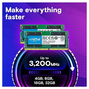 Crucial 64GB Kit(32GBx2)DDR4 3200 MT/s(PC4-25600)CL22 DR x8 SODIMM 260pin CT2K32G4SFD832A