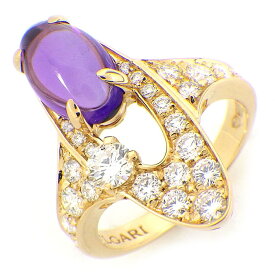 ブルガリ BVLGARI リング エリシア オーバル カボションカット アメジスト パヴェ ダイヤモンド K18YG 13号 【中古】