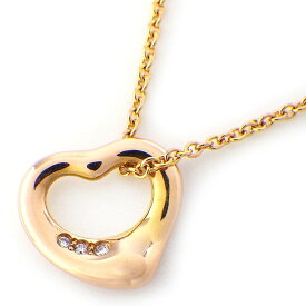 ティファニー Tiffany & Co. ネックレス オープン ハート 幅11mm モデル 68113660 3ポイント ダイヤモンド 計0.01ct K18PG 【中古】