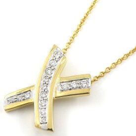 ティファニー Tiffany & Co. ネックレス キス X シグネチャー クロス 15ポイント ダイヤモンド K18YG PT950 【中古】