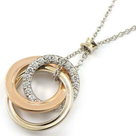 【★最終お値引き品】 ティファニー Tiffany & Co. ネックレス インターロッキング トリプル サークル ダイヤモンド K18WG K18PG 【中古】