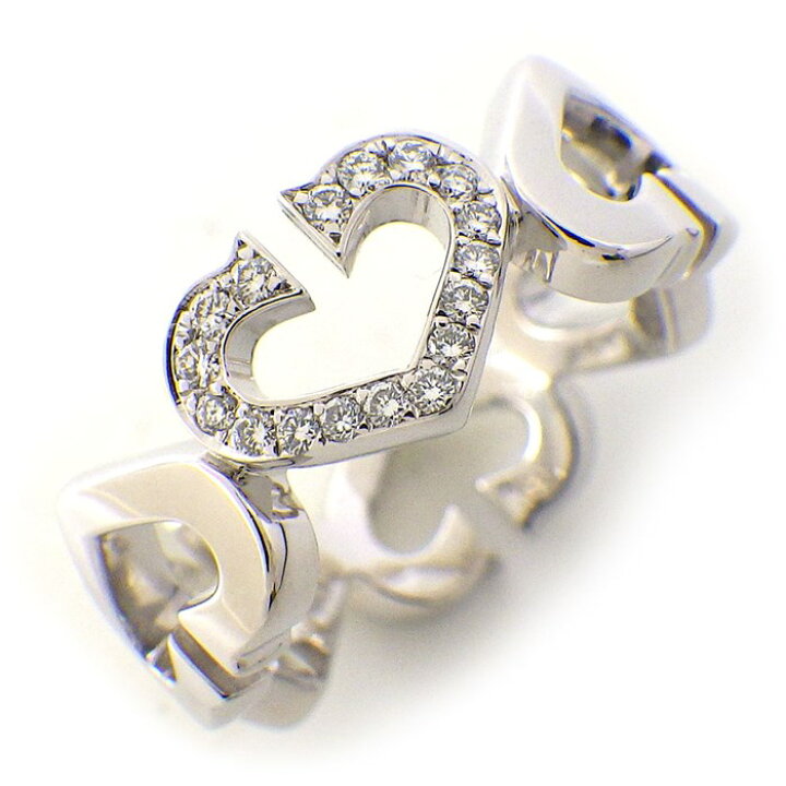 楽天市場】カルティエ Cartier リング C ハート ダイヤモンド K18WG 8 