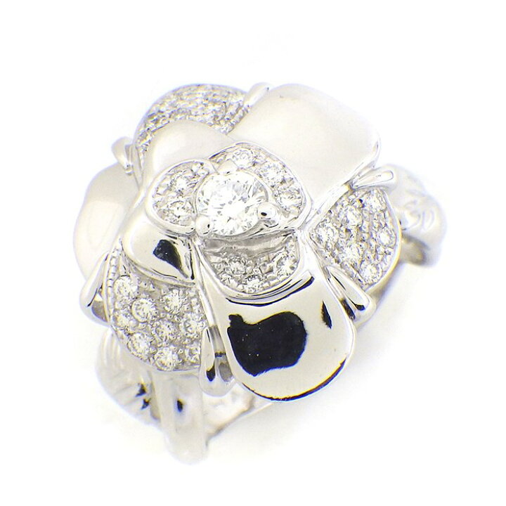 楽天市場】シャネル CHANEL リング カメリア ダイヤモンド K18WG 11号  