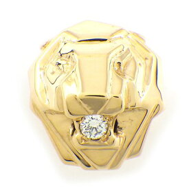 【ダイヤモンド】 ピンブローチ タイガー モチーフ 1ポイント ダイヤモンド 0.10ct K18YG 【中古】