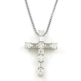 【ダイヤモンド】 ネックレス クロス ダイヤモンド 計1.00ct K18WG 【中古】