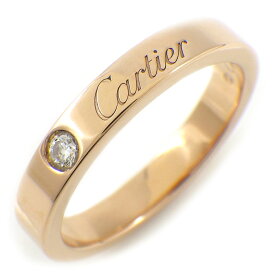 カルティエ Cartier リング ウェディング バンド 3mm B4086449 エングレーブド ロゴ 1ポイント ダイヤモンド K18PG 9号 / 49 【中古】