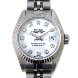 ロレックス Rolex 腕時計 レディ デイトジャスト 79174G 10ポイント ダイヤモンド インデックス ホワイト文字盤 白 フルーテッドベゼル ジュビリーブレス 自動巻き カレンダー SS 【中古】