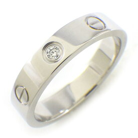 カルティエ Cartier リング ミニ ラブ B4050552 幅4mmモデル 1ポイント ダイヤモンド 0.02ct K18WG 12号 / #52 【中古】