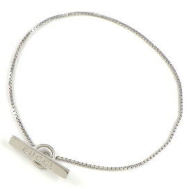 グッチ GUCCI ブレスレット ラリエット ラリアット ロゴ プレート ベネチアン チェーン K18WG / #18 【中古】