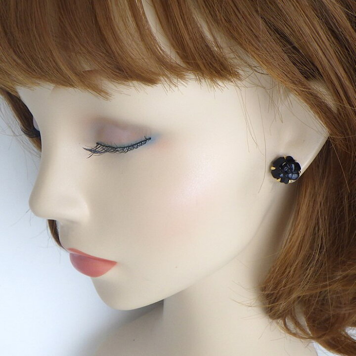 楽天市場】シャネル CHANEL ピアス カメリア ブラックカルセドニー 黒 