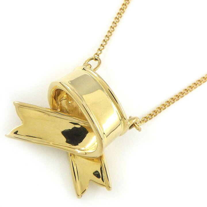 ティファニー TIFFANY＆CO リボンクロスネックレス イエローゴールド  