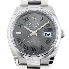ロレックス Rolex 腕時計 デイトジャスト 36 126200 カレンダー ルーレット刻印 ローマ数字 インデックス サンレイ グレー 文字盤 オイスタースチール SS 自動巻き 【中古】
