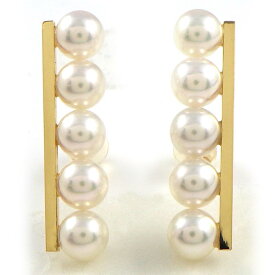 タサキ 田崎真珠 TASAKI ピアス バランスプラス E-3842-18KYG バー 5連 パール 5.8mm珠 K18YG 【中古】