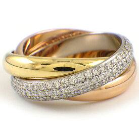 カルティエ Cartier リング トリニティ クラシック MM B4236055 スリーカラー フルサークル スリーカラー ダイヤモンド 計 約0.64ct K18PG K18WG K18YG 16号 / #56 【中古】
