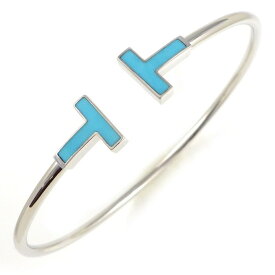 【訳あり】ティファニー Tiffany & Co. バングル T ワイヤー 64028960 ミディアム モデル ターコイズ トルコ石 K18WG / #L 【中古】