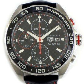 タグ・ホイヤー TAG Heuer 腕時計 フォーミュラ1 キャリバー16 マリオカート コラボ CAZ201E.FC6517 世界3000本 限定モデル ブラック文字盤 クロノグラフ 夜光インデックス スモールセコンド デイト セラミック ブラック レザーベルト SS 自動巻き 【箱・保付き】 【中古】