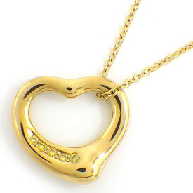 【最大3万円OFF★サマーセール＆10日限定P3倍】 ティファニー Tiffany & Co. ネックレス オープン ハート 16mm幅 60018418 5ポイント イエロー ダイヤモンド 0.04ct K18YG 【中古】
