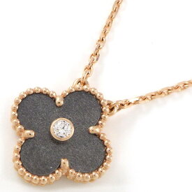 【最大3万円OFFクーポン★サマーセール】 ヴァンクリーフ＆アーペル Van Cleef & Arpels ネックレス ヴィンテージアルハンブラ VCARP9T000 クリスマス限定 2023年ホリデー限定モデル 1ポイント ダイヤモンド シルバーオブシディアン K18PG 【中古】
