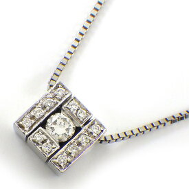 【最大3万円OFFクーポン★サマーセール】 ダミアーニ DAMIANI ネックレス ベルエポック スクエア ベネチアンチェーン パヴェ ダイヤモンド K18WG 【中古】