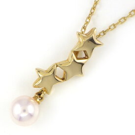 【最大3万円OFFクーポン★サマーセール】 ミキモト MIKIMOTO ネックレス 3連 星モチーフ スウィング 1ポイント パール 5.5mm珠 K18YG 【中古】