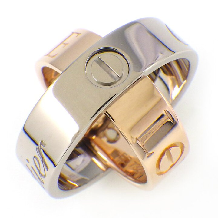 楽天市場】カルティエ Cartier リング ラブ シークレット ロゴ K18WG  