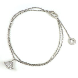 ブルガリ BVLGARI ブレスレット ディーヴァドリーム ダブル チェーン 二連 扇 モチーフ パヴェ ダイヤモンド K18WG 【中古】
