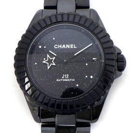 【最大3万円OFFクーポン配布中】 シャネル CHANEL 腕時計 J12 インターステラー カプセルコレクション H7989 数量限定 スターダスト ダイヤモンド/ブラック文字盤 裏スケ セラミック SS 自動巻き 【箱・保付き】 【中古】