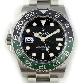 【最大3万円OFFクーポン★サマーセール】 ロレックス Rolex 腕時計 GMTマスターII 126720VTNR ブラック文字盤 ルーレット刻印 レフティー 左利き グリーン／ブラック 回転ベゼル デイト 夜光インデックス SS 自動巻き 【箱・保付き】 【中古】