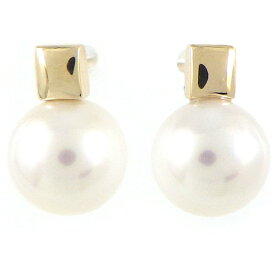 【パール】 ピアス スクエア パール 7.0mm珠 K18PG