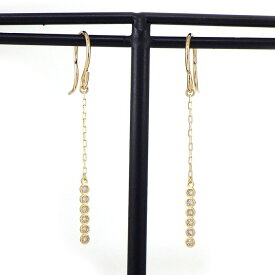 【レビュー1000件記念★対象品3％OFF】 【ダイヤモンド】 フックピアス チェーン スウィング ドロップ ダイヤモンド 計0.04ct / 0.04ct