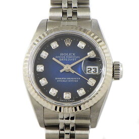 ロレックス Rolex 腕時計 レディ デイトジャスト 69174G T番 10ポイント ダイヤインデックス ブルーグラデーション文字盤 カレンダー 3針 フルーテッドベゼル ジュビリーブレス SS K18WG 自動巻き 【中古】