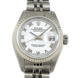 ロレックス Rolex 腕時計 デイトジャスト 79174 F番 ローマ数字インデックス ホワイト文字盤 カレンダー 3針 フルーテッドベゼル ジュビリーブレス SS K18WG 自動巻き 【中古】