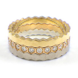 【終了間近★最大3万円OFFサマーセール】 ショーメ Chaumet リング ビー マイ ラブ ハニカム 3本セット 081885 / 081935 / 081930 スリーカラー 26ポイント フルサークル ダイヤモンド K18YG K18PG K18WG 8号 / #48 【箱・保付き】 【中古】
