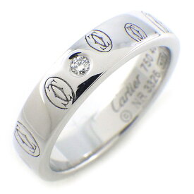 カルティエ Cartier リング ハッピーバースデー SM ロゴ バンド C2 2C 5ポイント ダイヤモンド K18WG 8号 / #48 【中古】