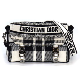 ディオール Dior メッセンジャーバッグ スモール キャンプバッグ M1241BRUY_M041 ブラック ホワイト キャンバス ルテニウムカラー金具 【中古】