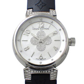 【10日限定★対象品3％OFF＆全品P3倍】 ルイ・ヴィトン LOUIS VUITTON 腕時計 タンブール フォーエヴァー Q12R155981P1 ダイヤラグ ダイヤ/ホワイトシェル文字盤 ブラックラバー SS クオーツアナログ 【箱・保付き】 【中古】