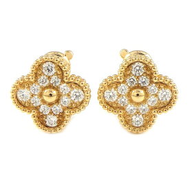 【10日限定★対象品3％OFF＆全品P3倍】 ヴァンクリーフ＆アーペル Van Cleef & Arpels ピアス ヴィンテージ アルハンブラ VCARA44700 ダイヤモンド 計0.96ct K18YG 【中古】