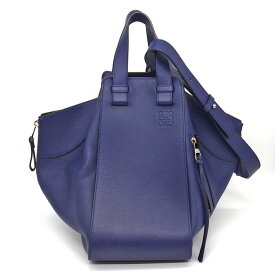 ロエベ LOEWE ハンドバッグ ショルダーバッグ ハンモック ミディアム 387.30.T38 アビスブルー カーフスキン 【中古】