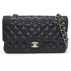 【レビュー1000件記念★対象品3％OFF】 シャネル CHANEL ショルダーバッグ 11.12 クラシック マトラッセ25 A01112 ブラック グレインドカーフスキン シルバー金具 【中古】